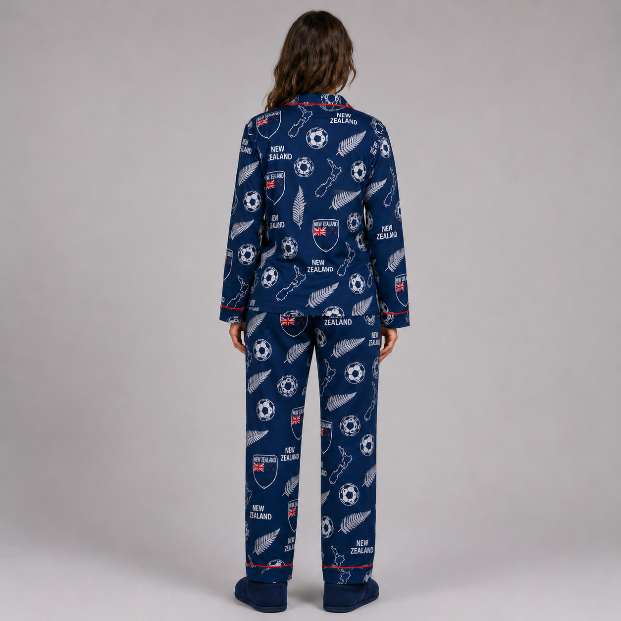 World Cup 2026 New Zealand Football Themed All Over Printed Matching Pajama Set