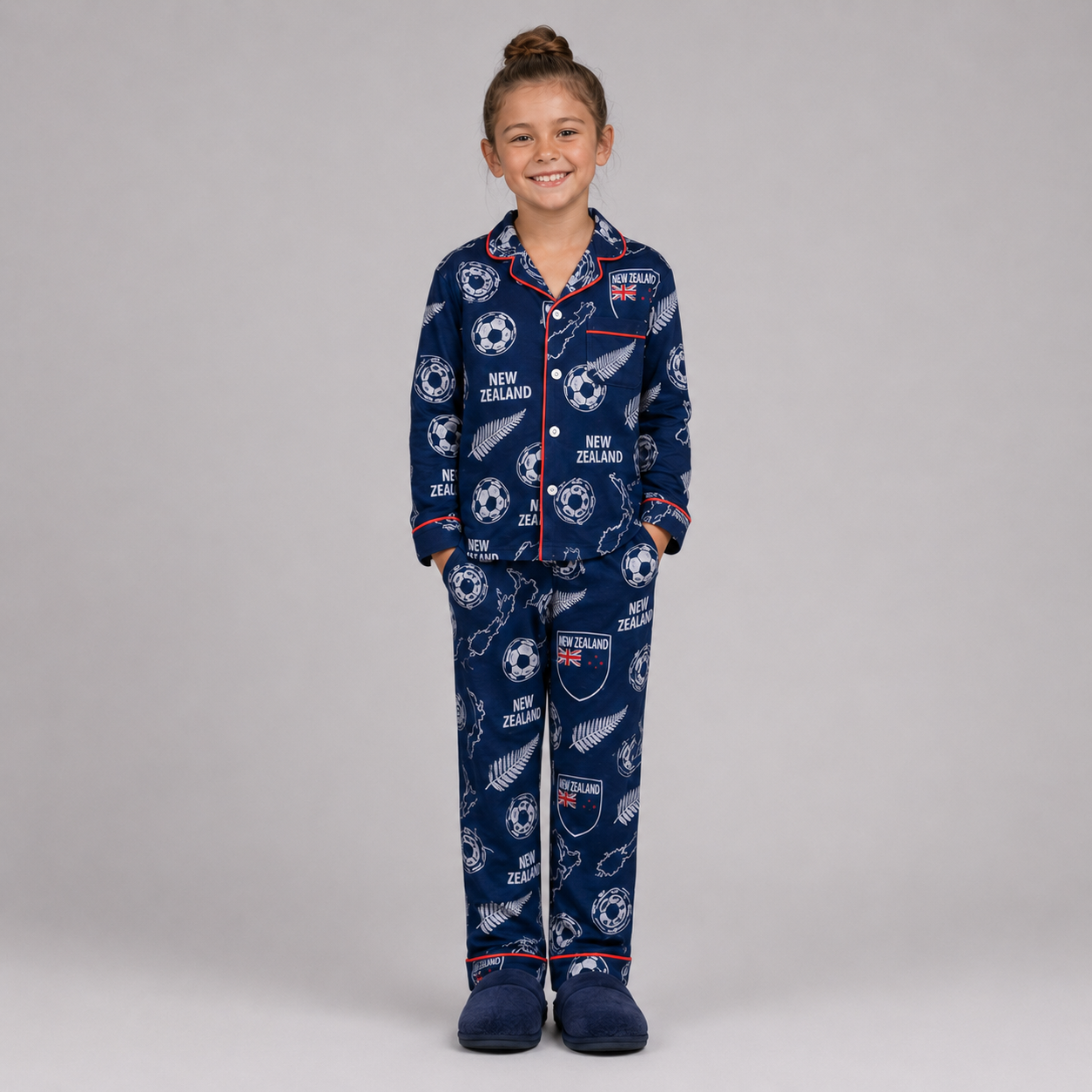 World Cup 2026 New Zealand Football Themed All Over Printed Matching Pajama Set