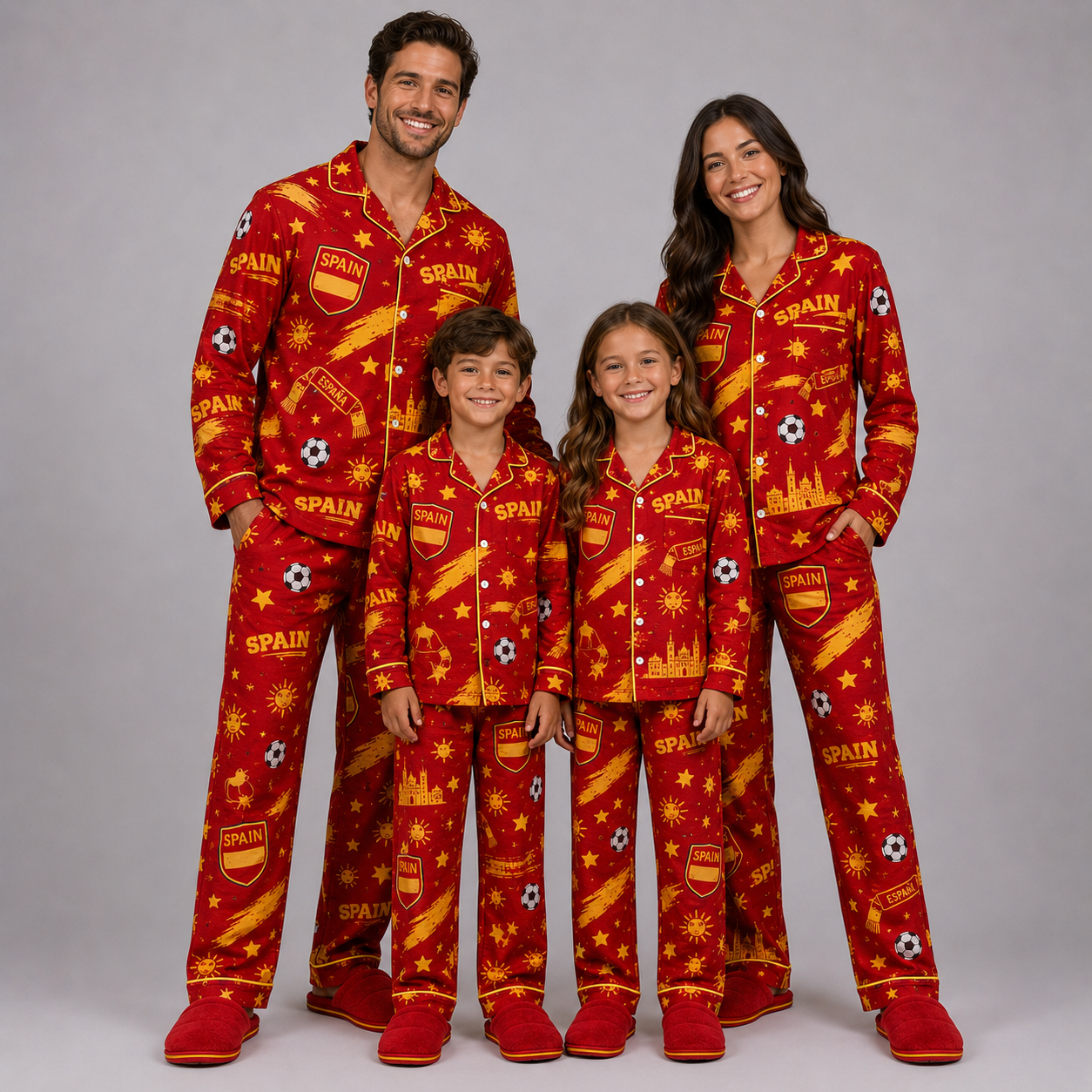 World Cup 2026 Spain Football Themed All Over Printed Matching Pajama Set