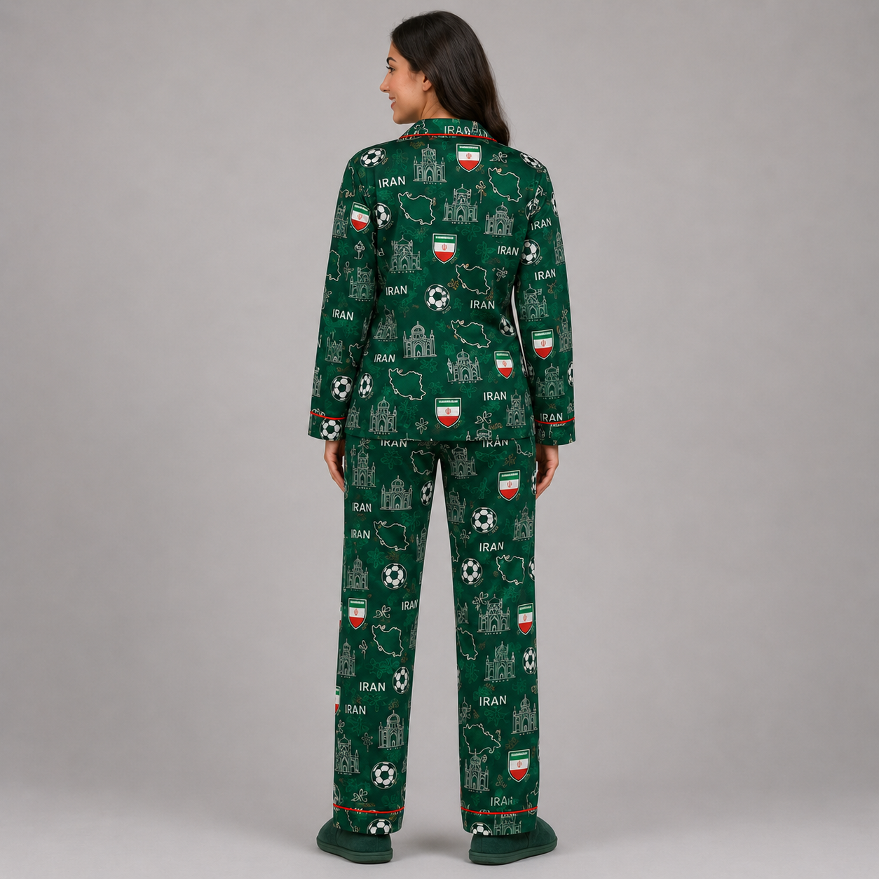 World Cup 2026 Iran Football Themed All Over Printed Matching Pajama Set