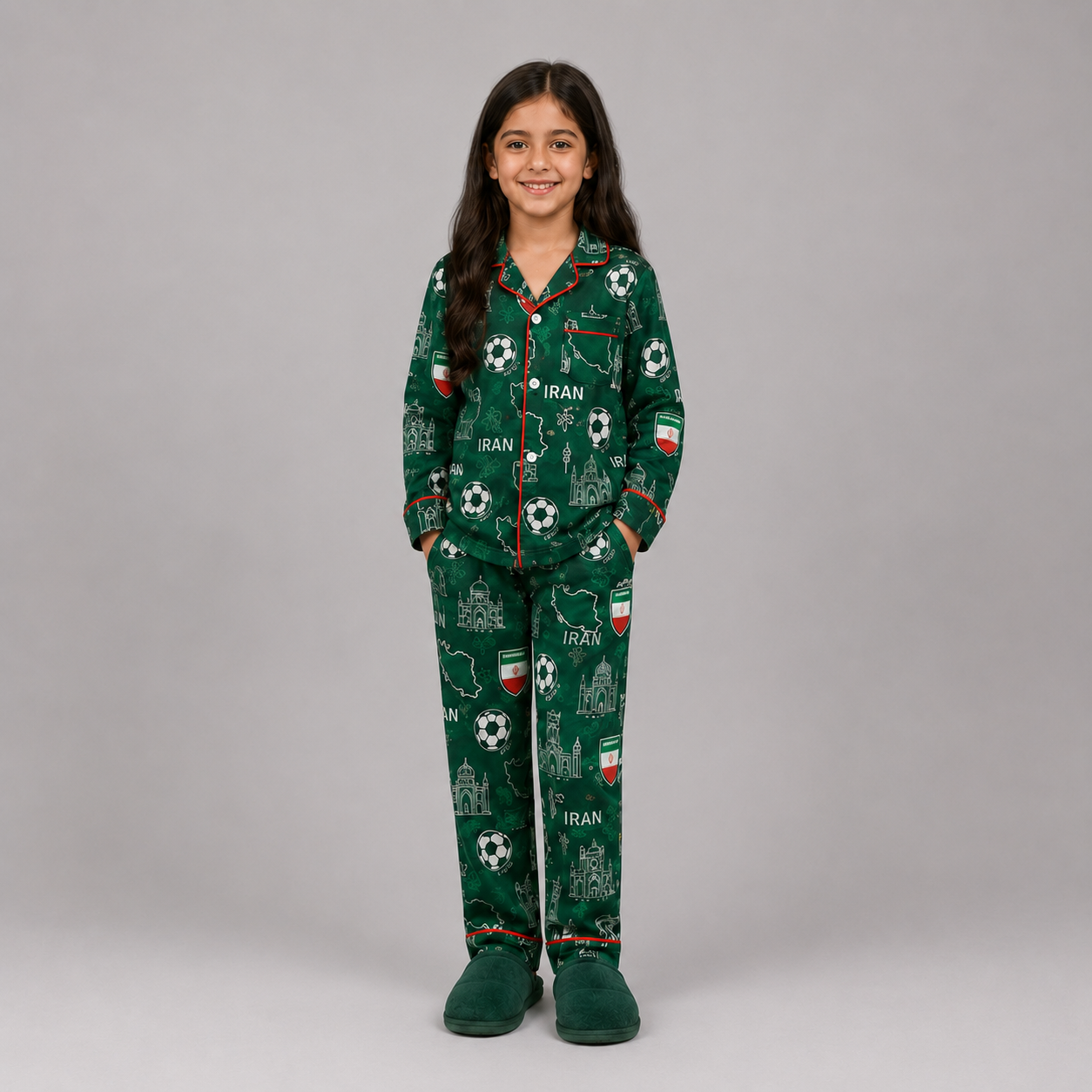 World Cup 2026 Iran Football Themed All Over Printed Matching Pajama Set