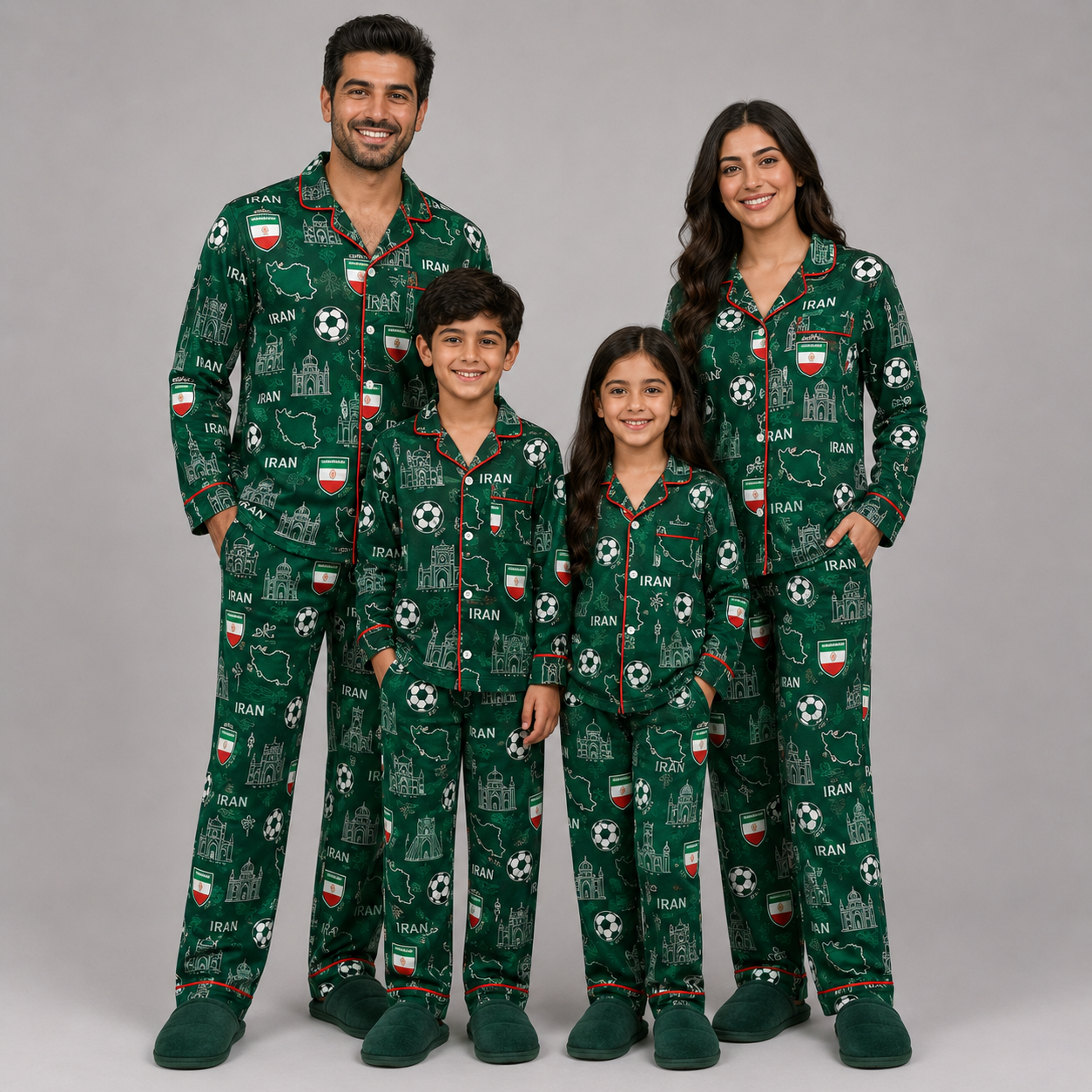 World Cup 2026 Iran Football Themed All Over Printed Matching Pajama Set
