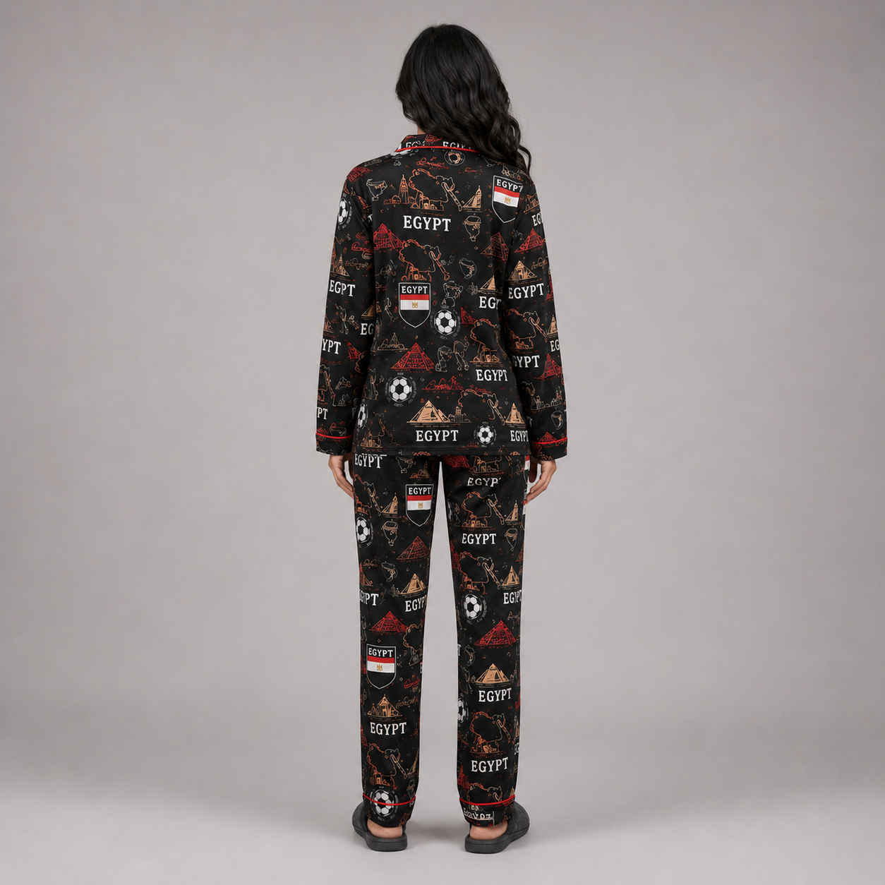 World Cup 2026 Egypt Football Themed All Over Printed Matching Pajama Set