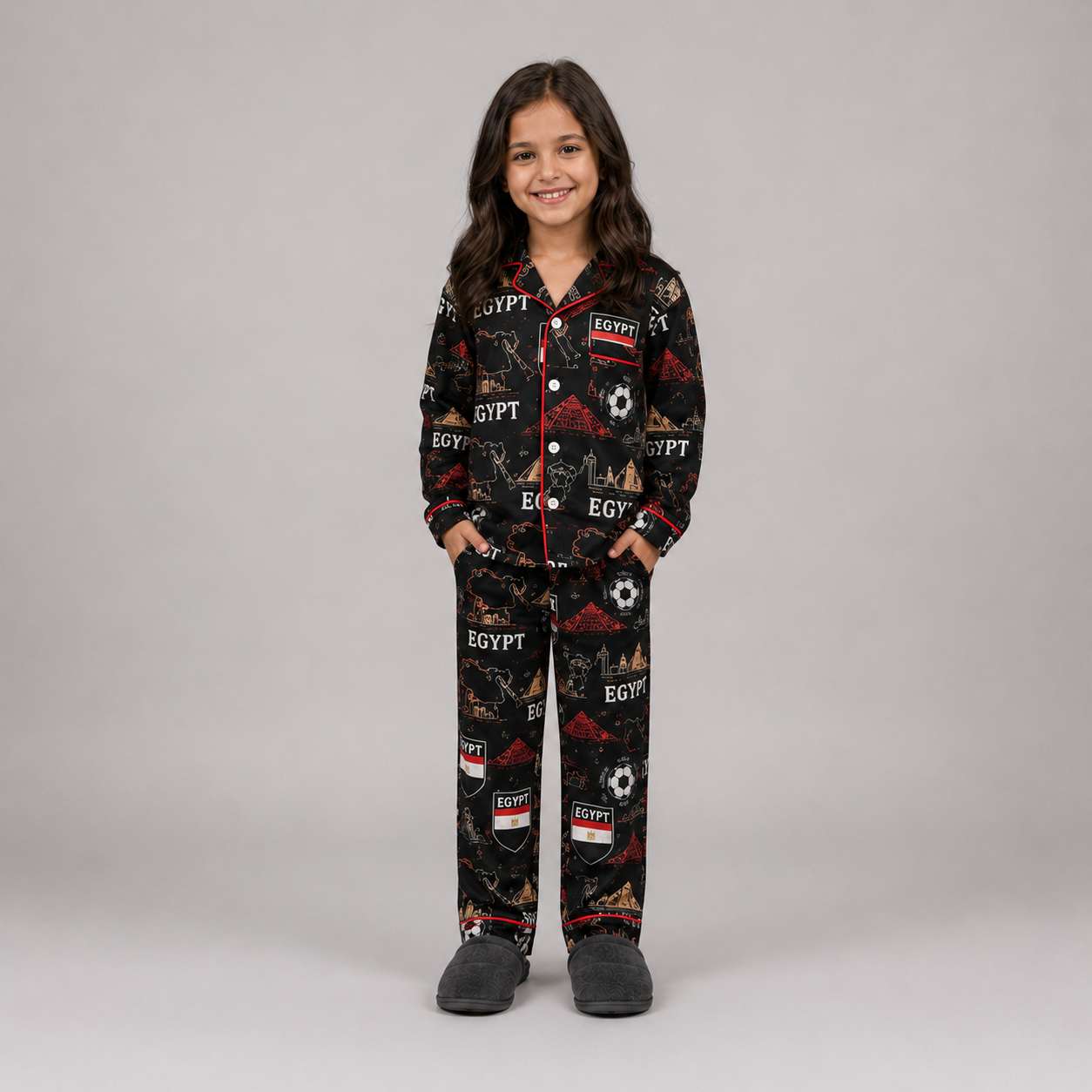 World Cup 2026 Egypt Football Themed All Over Printed Matching Pajama Set