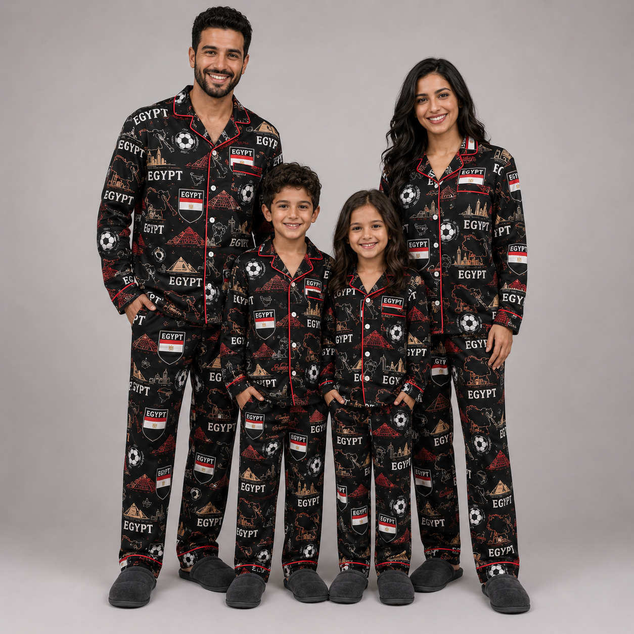 World Cup 2026 Egypt Football Themed All Over Printed Matching Pajama Set