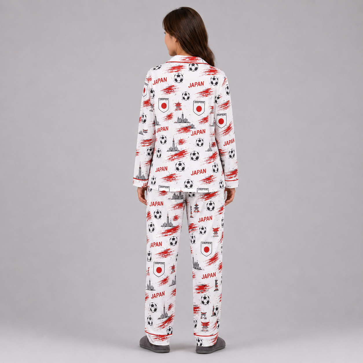 World Cup 2026 Japan Football Themed All Over Printed Matching Pajama Set