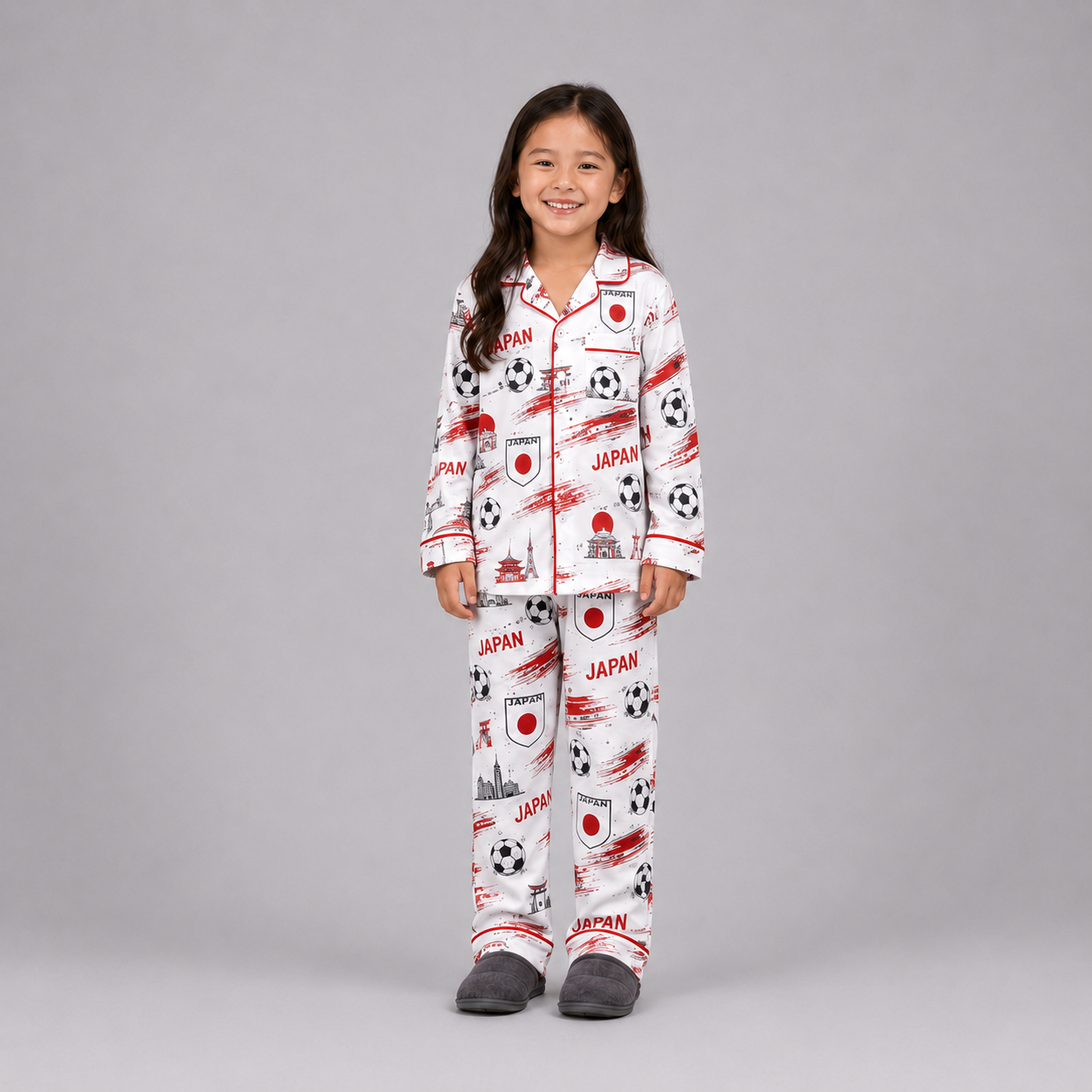 World Cup 2026 Japan Football Themed All Over Printed Matching Pajama Set