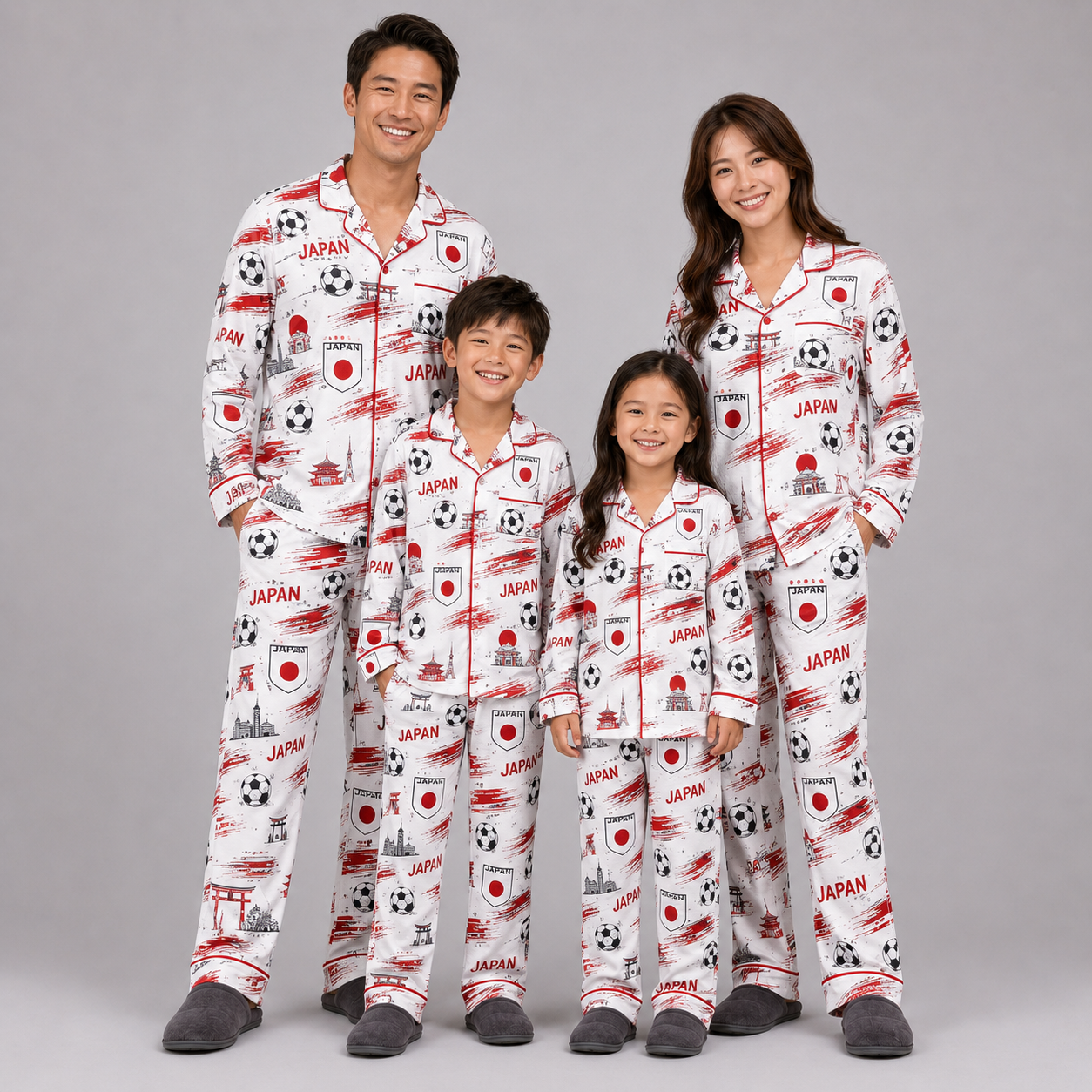 World Cup 2026 Japan Football Themed All Over Printed Matching Pajama Set