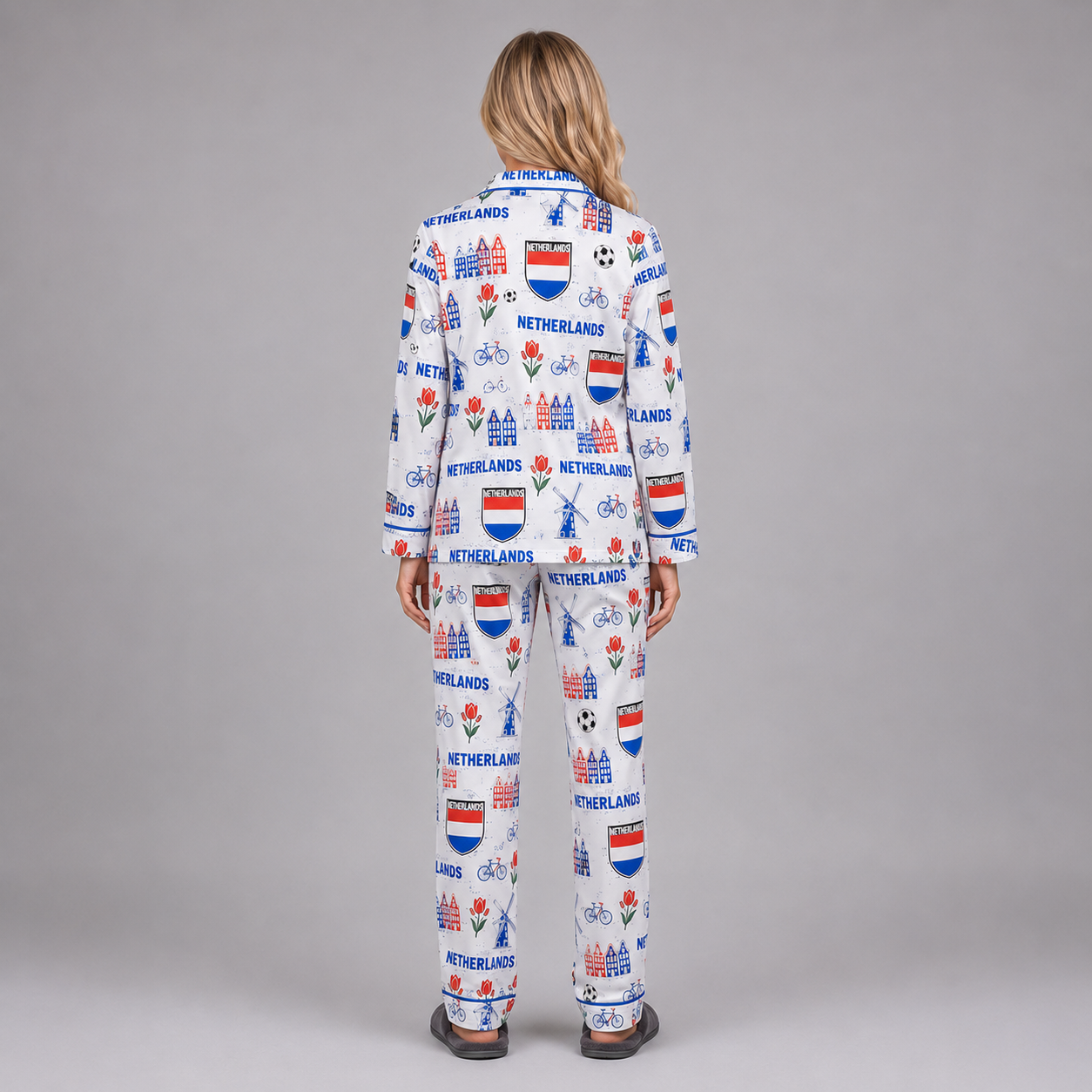 World Cup 2026 Netherlands Football Themed All Over Printed Matching Pajama Set