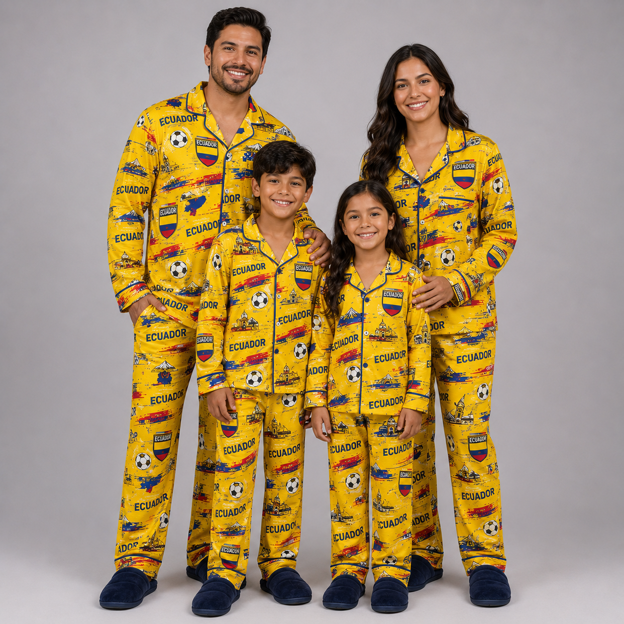 World Cup 2026 Ecuador Football Themed All Over Printed Matching Pajama Set