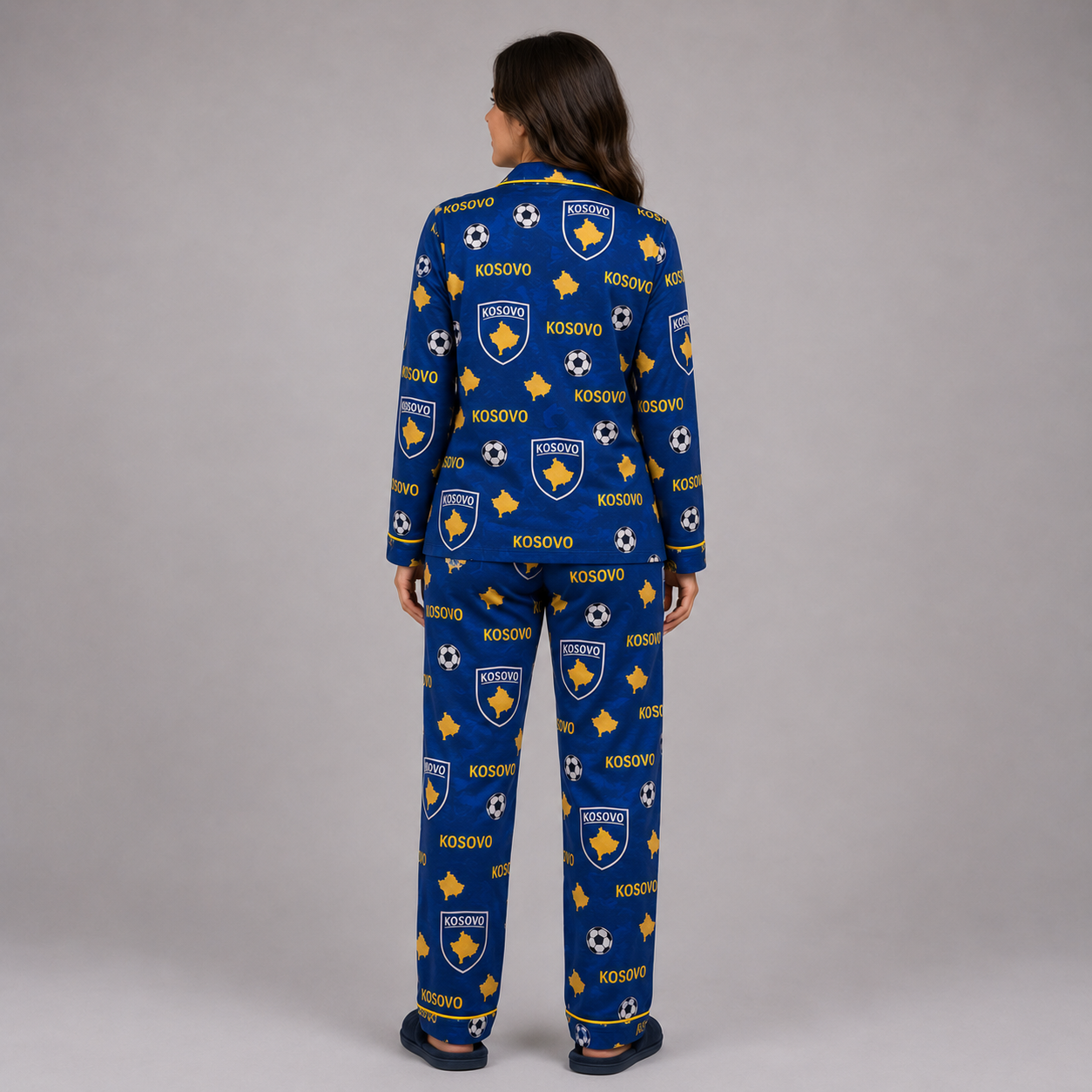 World Cup 2026 Kosovo Football Themed All Over Printed Matching Pajama Set