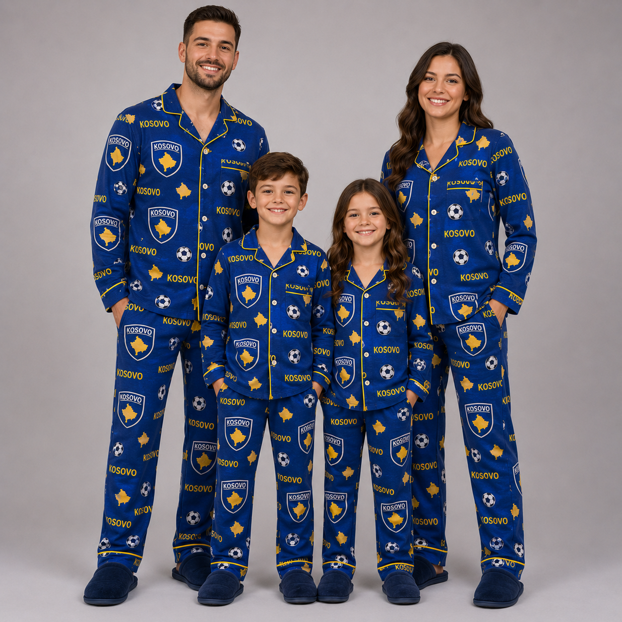 World Cup 2026 Kosovo Football Themed All Over Printed Matching Pajama Set