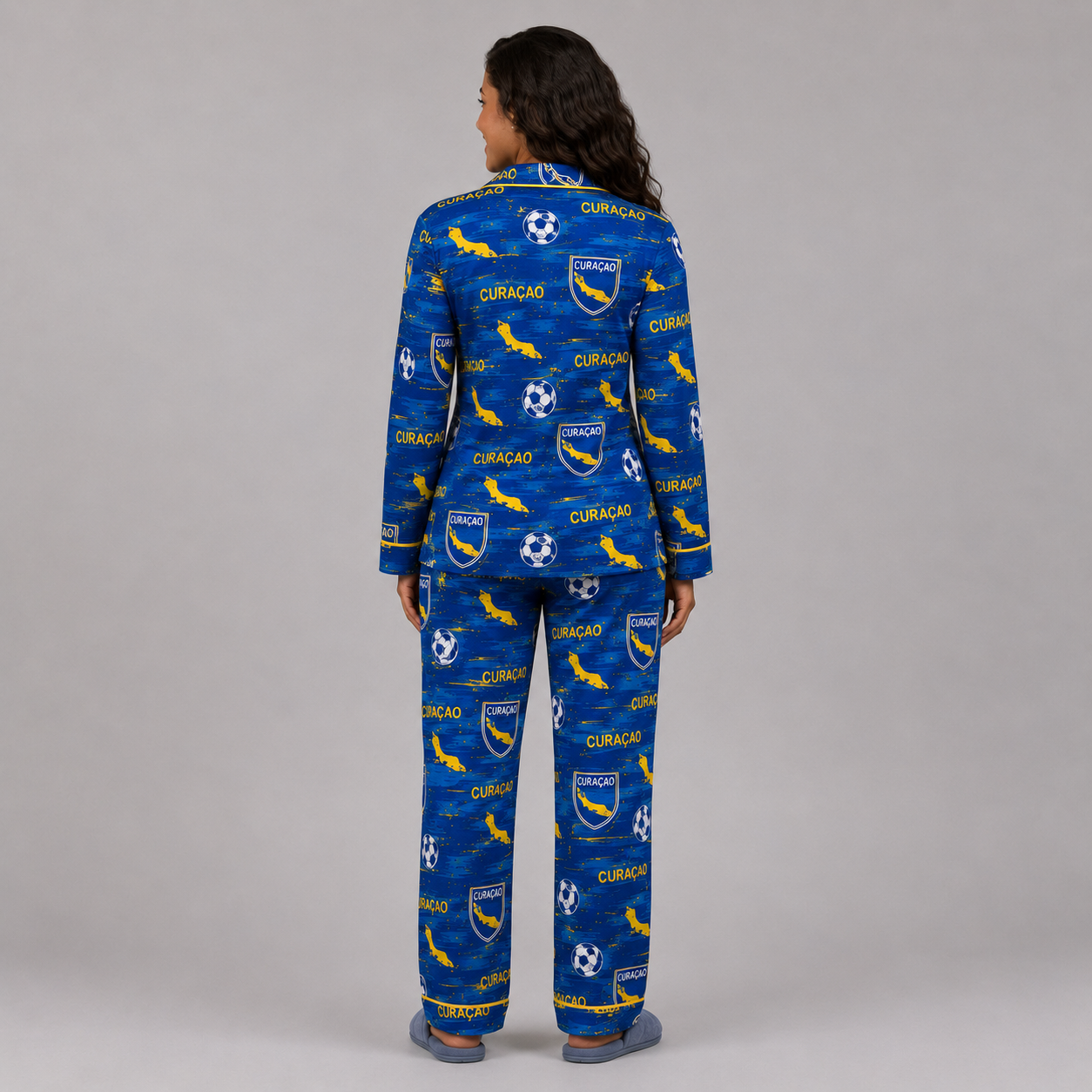 World Cup 2026 Curaçao Football Themed All Over Printed Matching Pajama Set