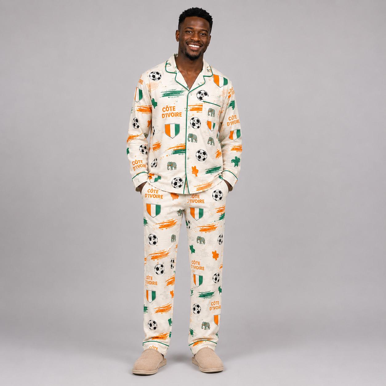 World Cup 2026 Côte d'Ivoire Football Themed All Over Printed Matching Pajama Set
