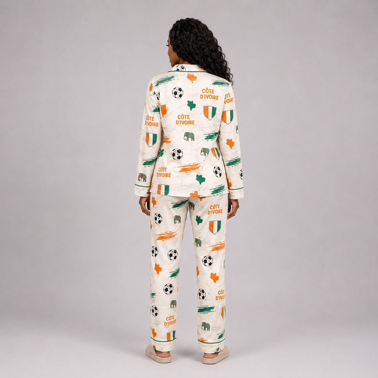World Cup 2026 Côte d'Ivoire Football Themed All Over Printed Matching Pajama Set