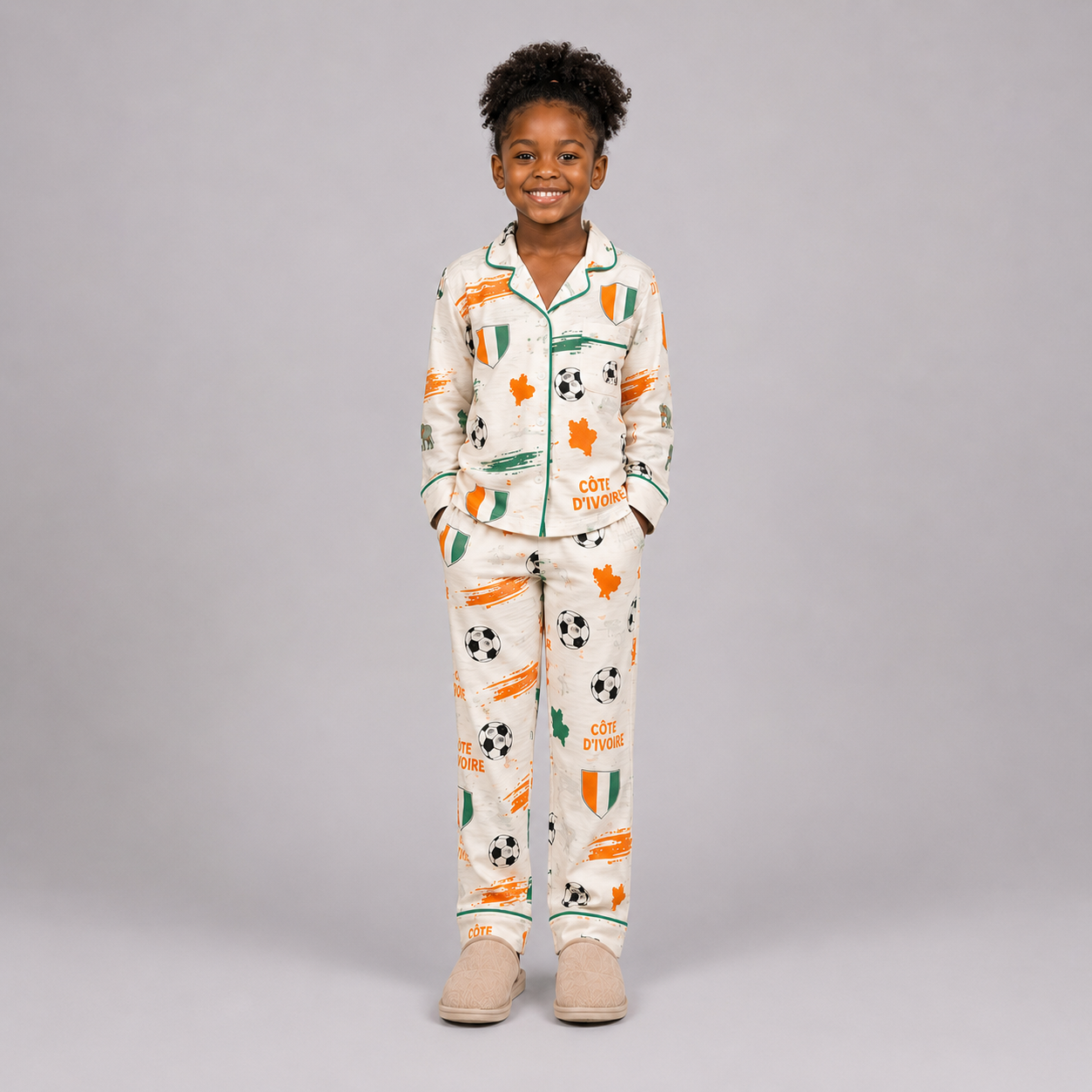 World Cup 2026 Côte d'Ivoire Football Themed All Over Printed Matching Pajama Set