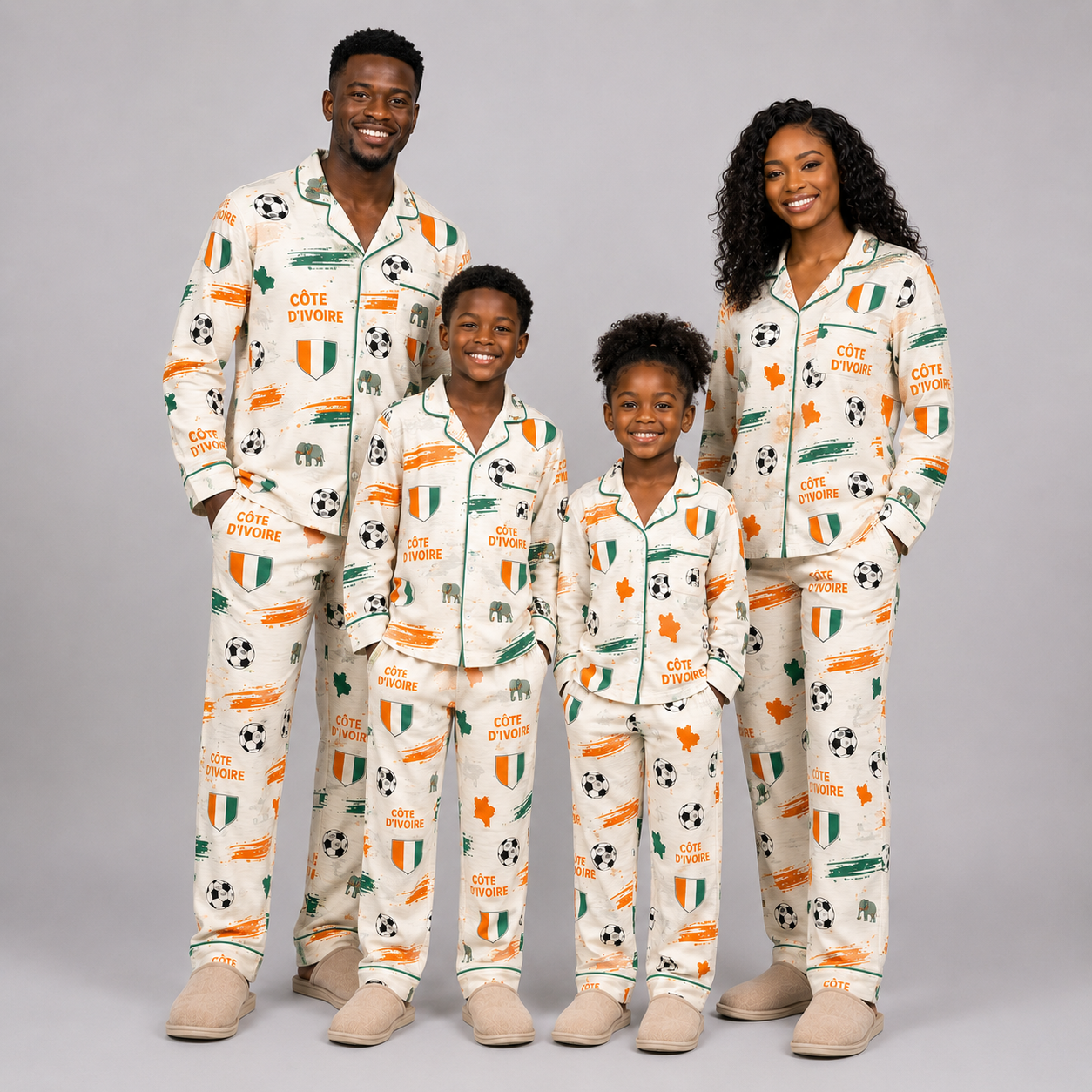 World Cup 2026 Côte d'Ivoire Football Themed All Over Printed Matching Pajama Set
