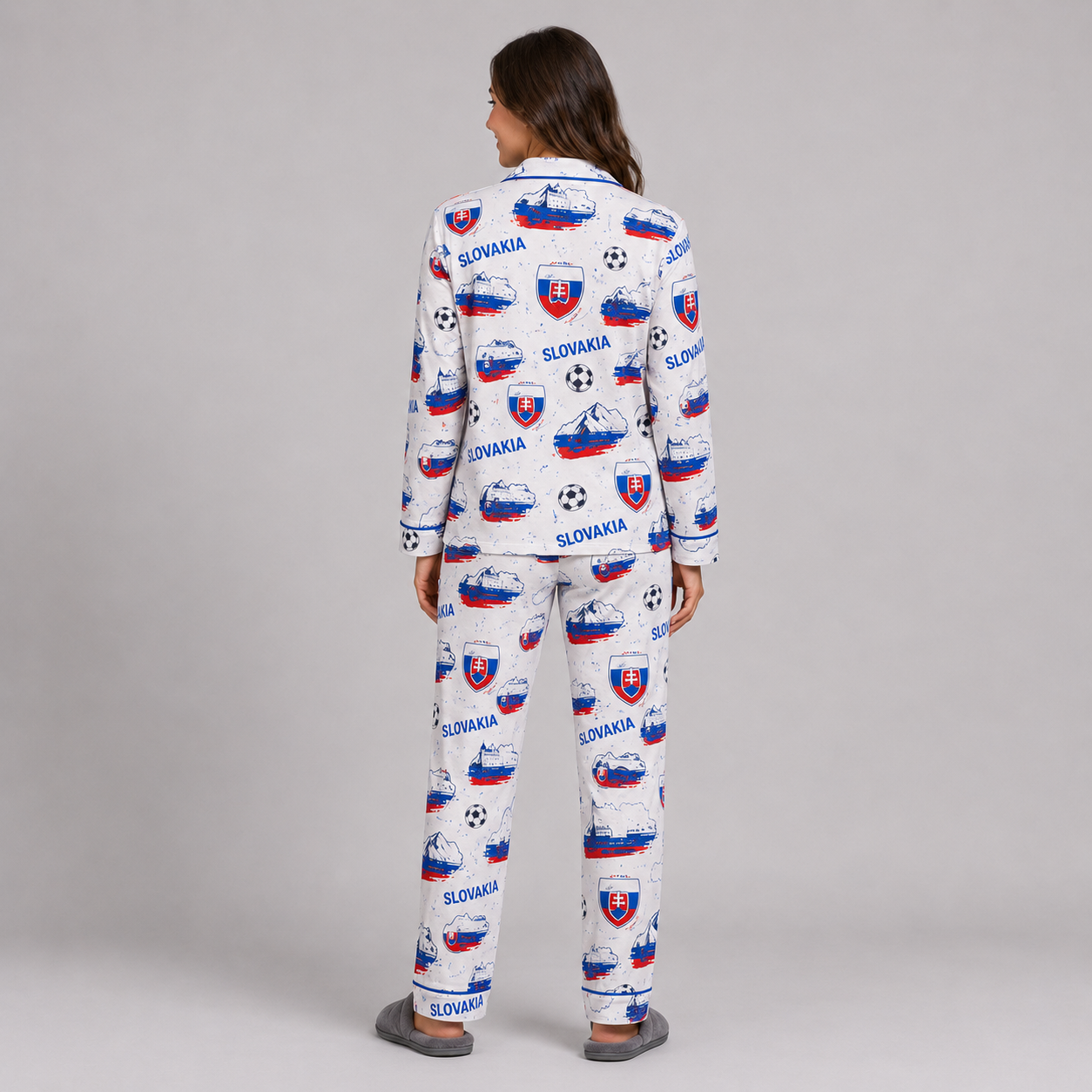 World Cup 2026 Slovakia Football Themed All Over Printed Matching Pajama Set