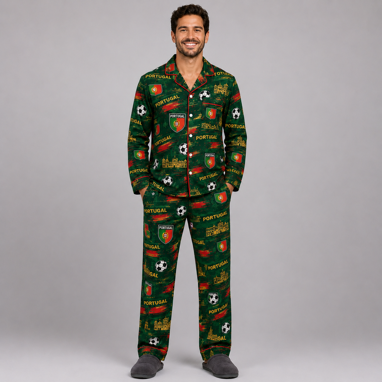World Cup 2026 Portugal Football Themed All Over Printed Matching Pajama Set