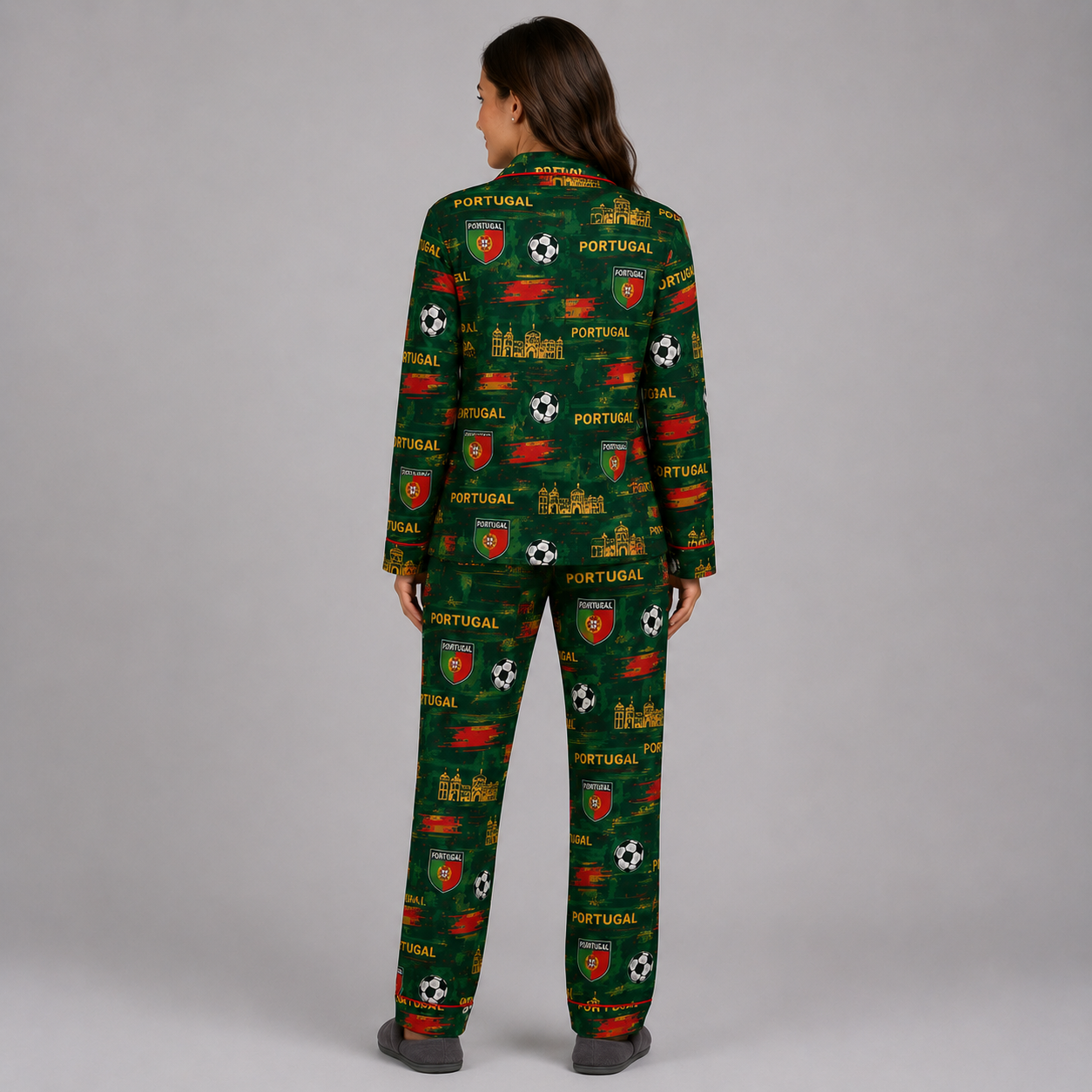 World Cup 2026 Portugal Football Themed All Over Printed Matching Pajama Set