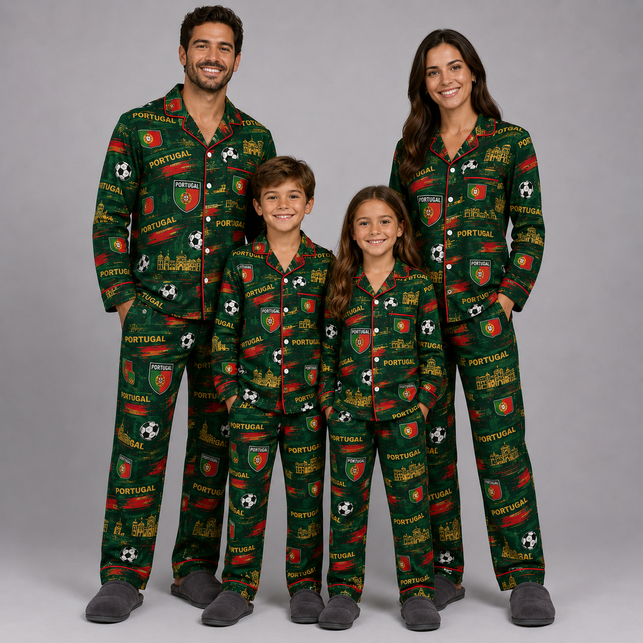 World Cup 2026 Portugal Football Themed All Over Printed Matching Pajama Set