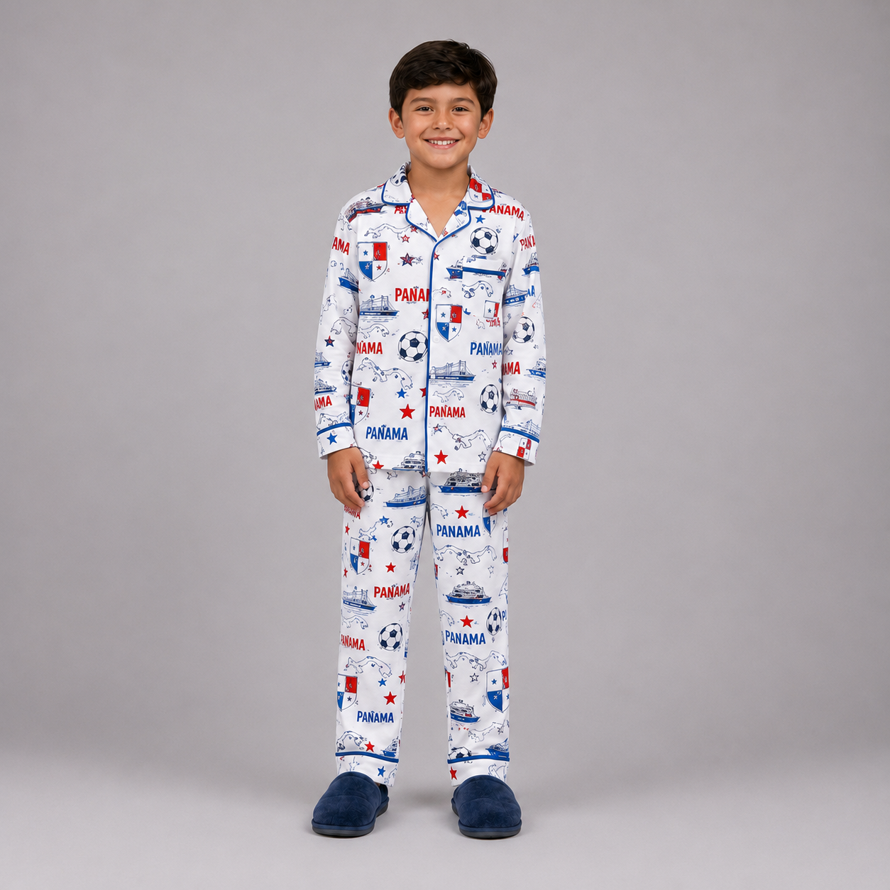 World Cup 2026 Panama Football Themed All Over Printed Matching Pajama Set