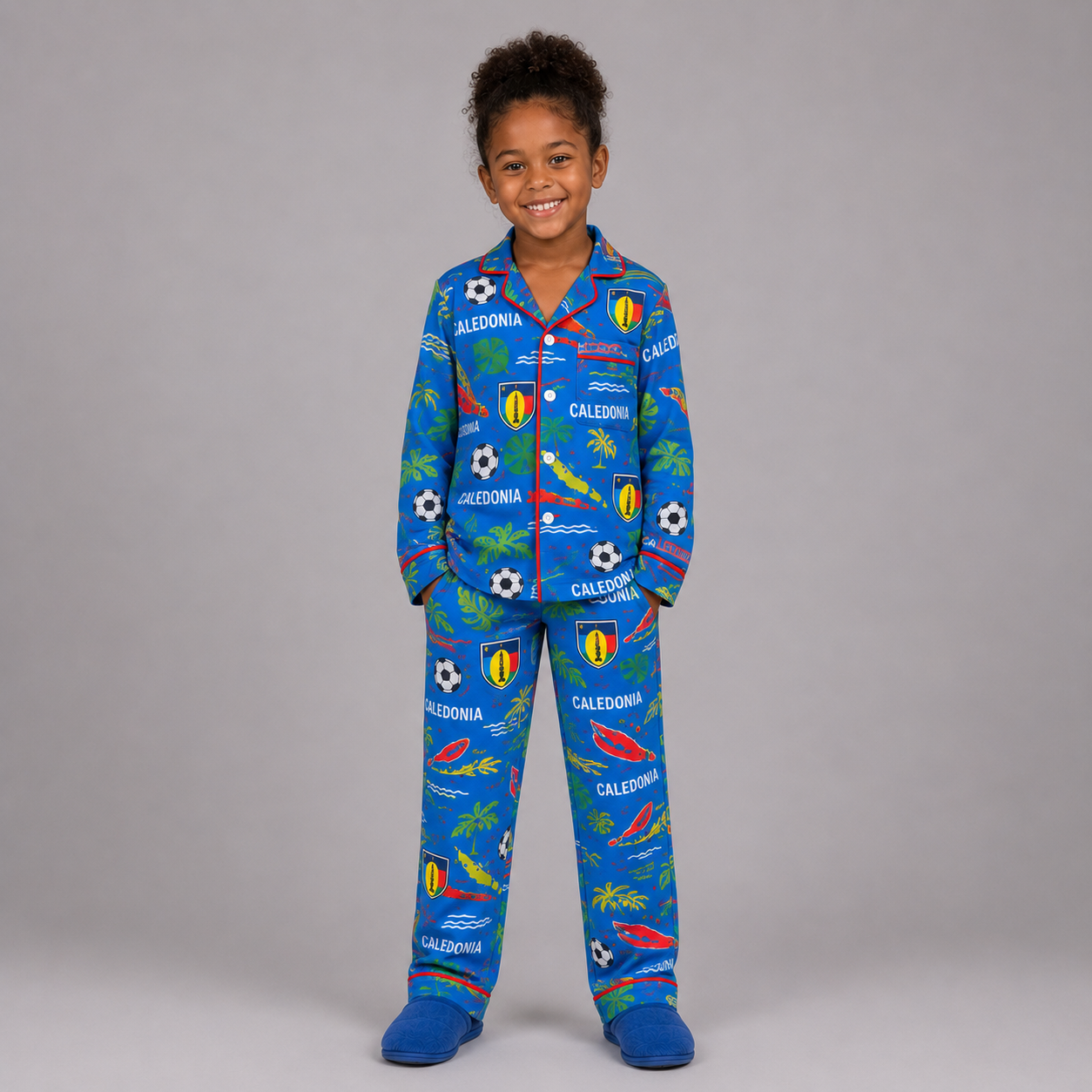 World Cup 2026 Caledonia Football Themed All Over Printed Matching Pajama Set