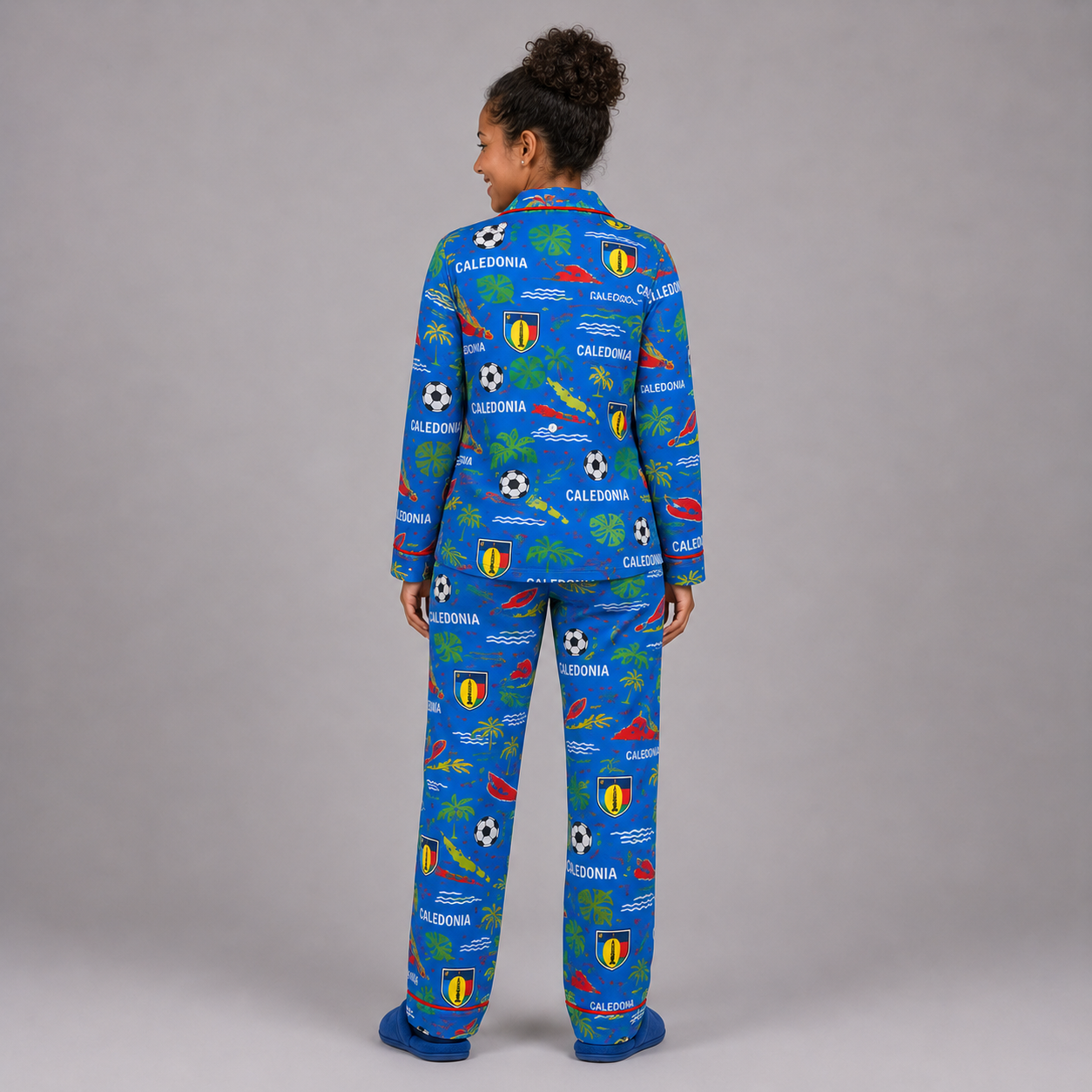 World Cup 2026 Caledonia Football Themed All Over Printed Matching Pajama Set
