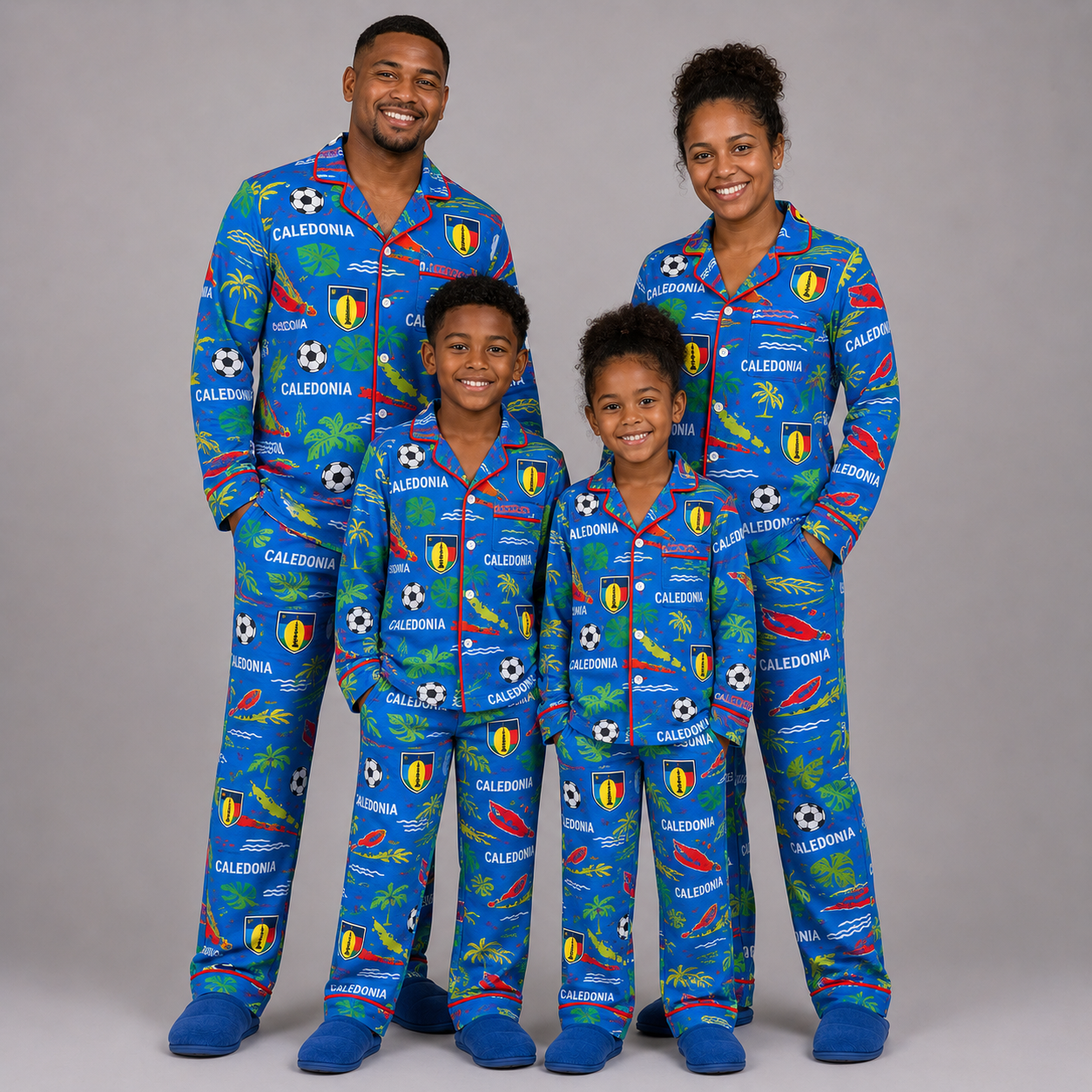 World Cup 2026 Caledonia Football Themed All Over Printed Matching Pajama Set