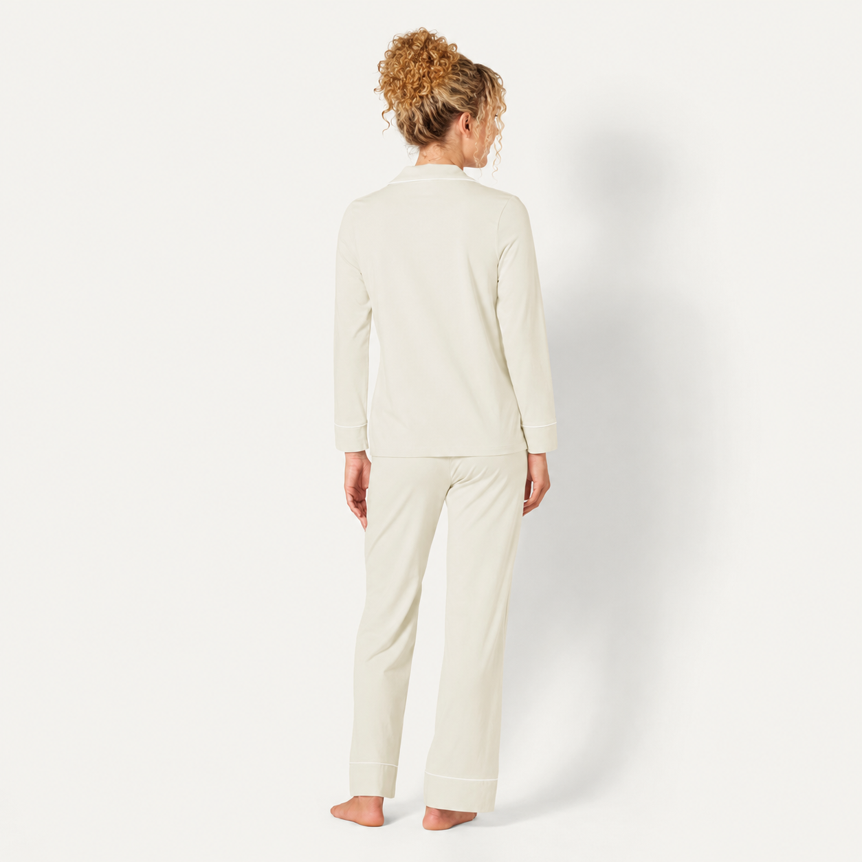 Long Sleeve Modal Pajama Set With Full Length Bottom Loungewear For Women
