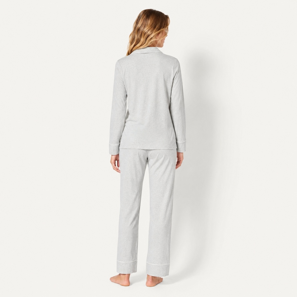 Long Sleeve Modal Pajama Set With Full Length Bottom Loungewear For Women