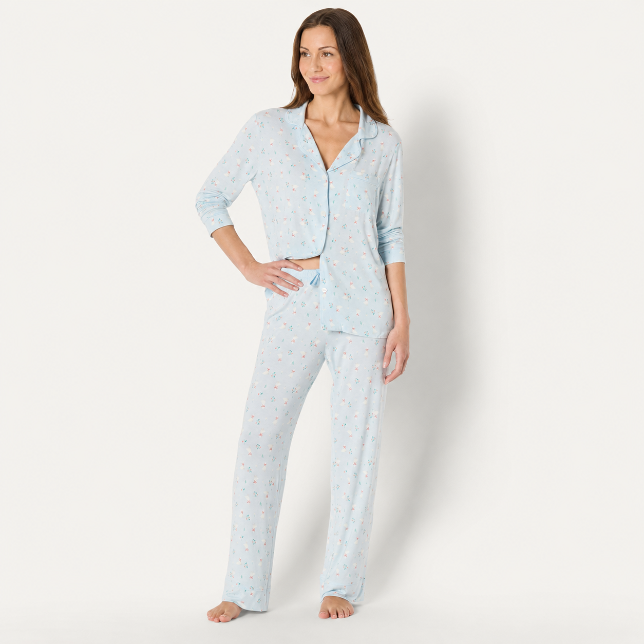 2 Pieces Matching Long Sleeve Pajama Set For Women