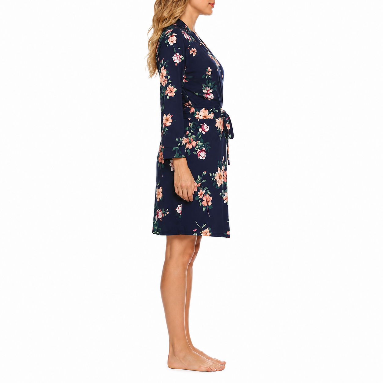 Lightweight Knit Sleepwear Robe With Wrap Style Front Closure