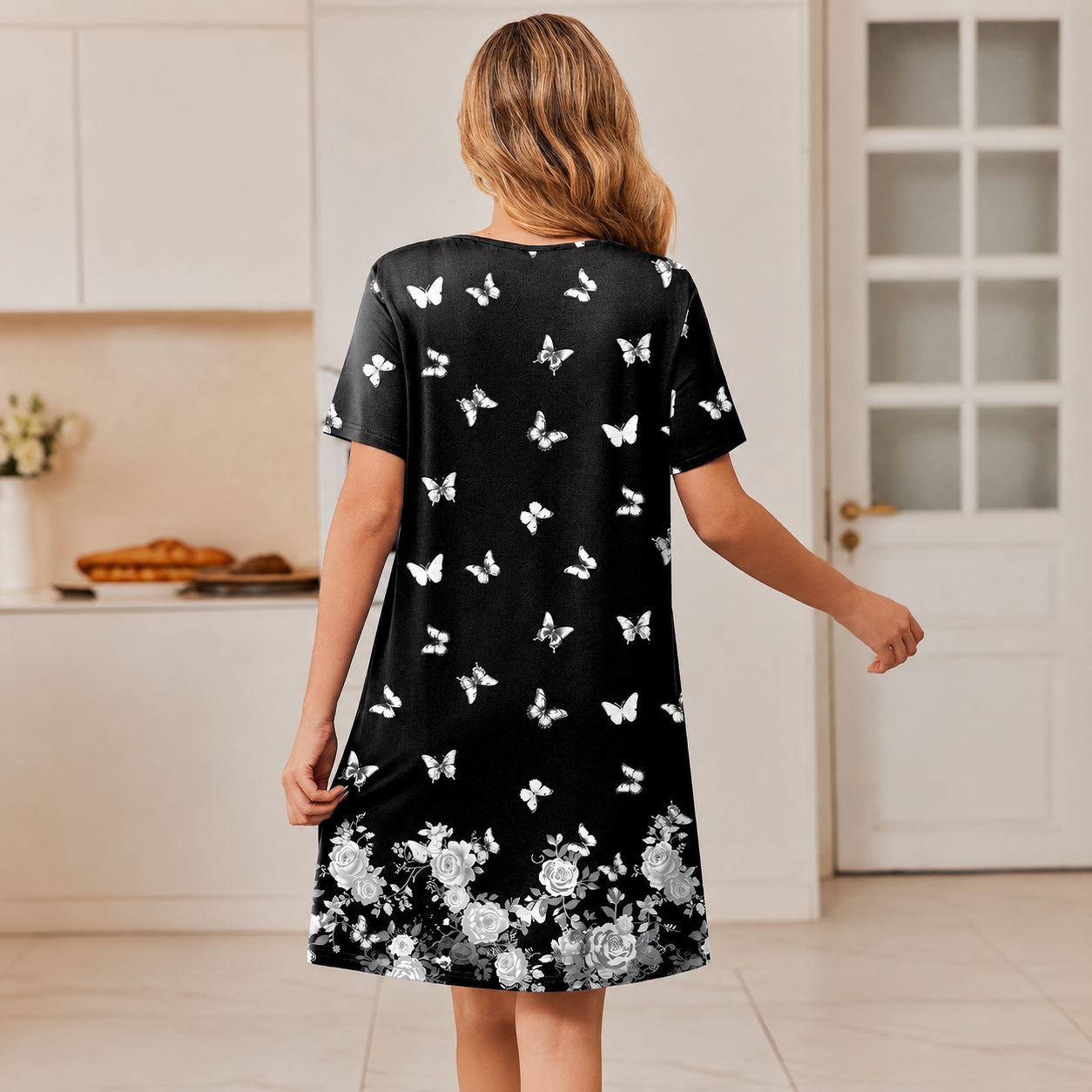 Lightweight Short Sleeve Zipper Robes with Pockets For Women