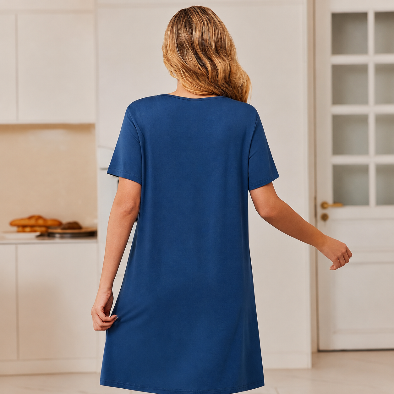 Lightweight Short Sleeve Zipper Robes with Pockets For Women