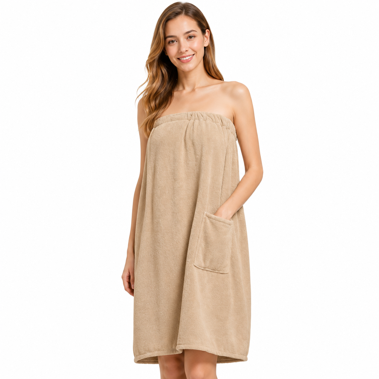 Lightweight Post Shower Wrap Robe With Side Pocket Design
