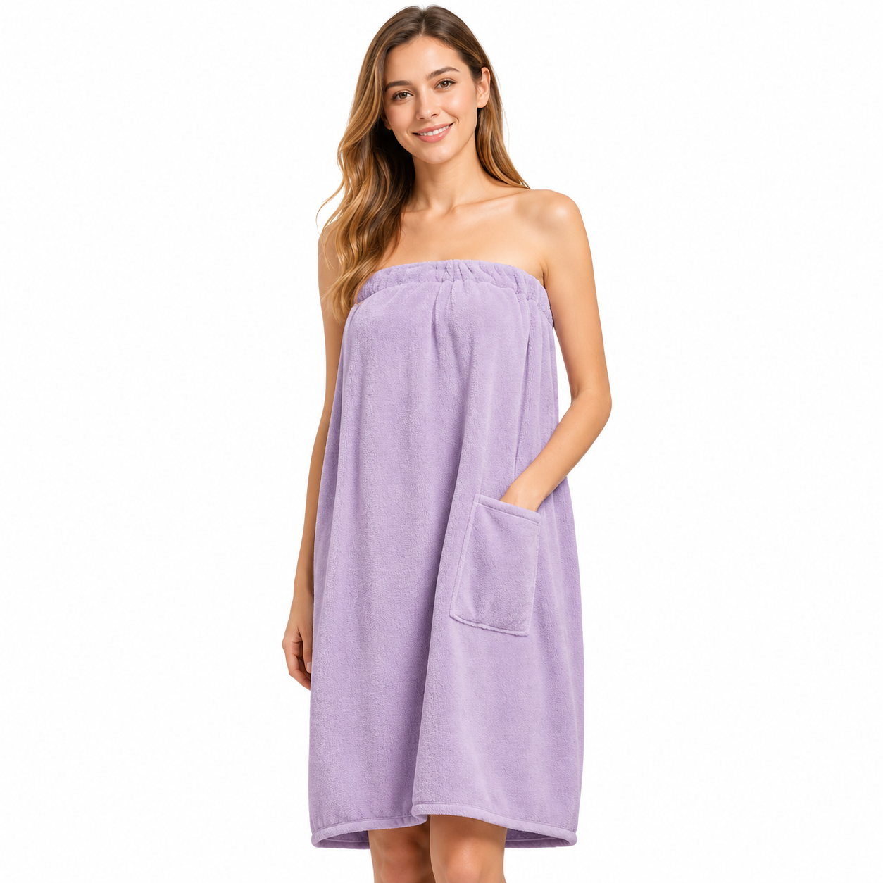 Lightweight Post Shower Wrap Robe With Side Pocket Design