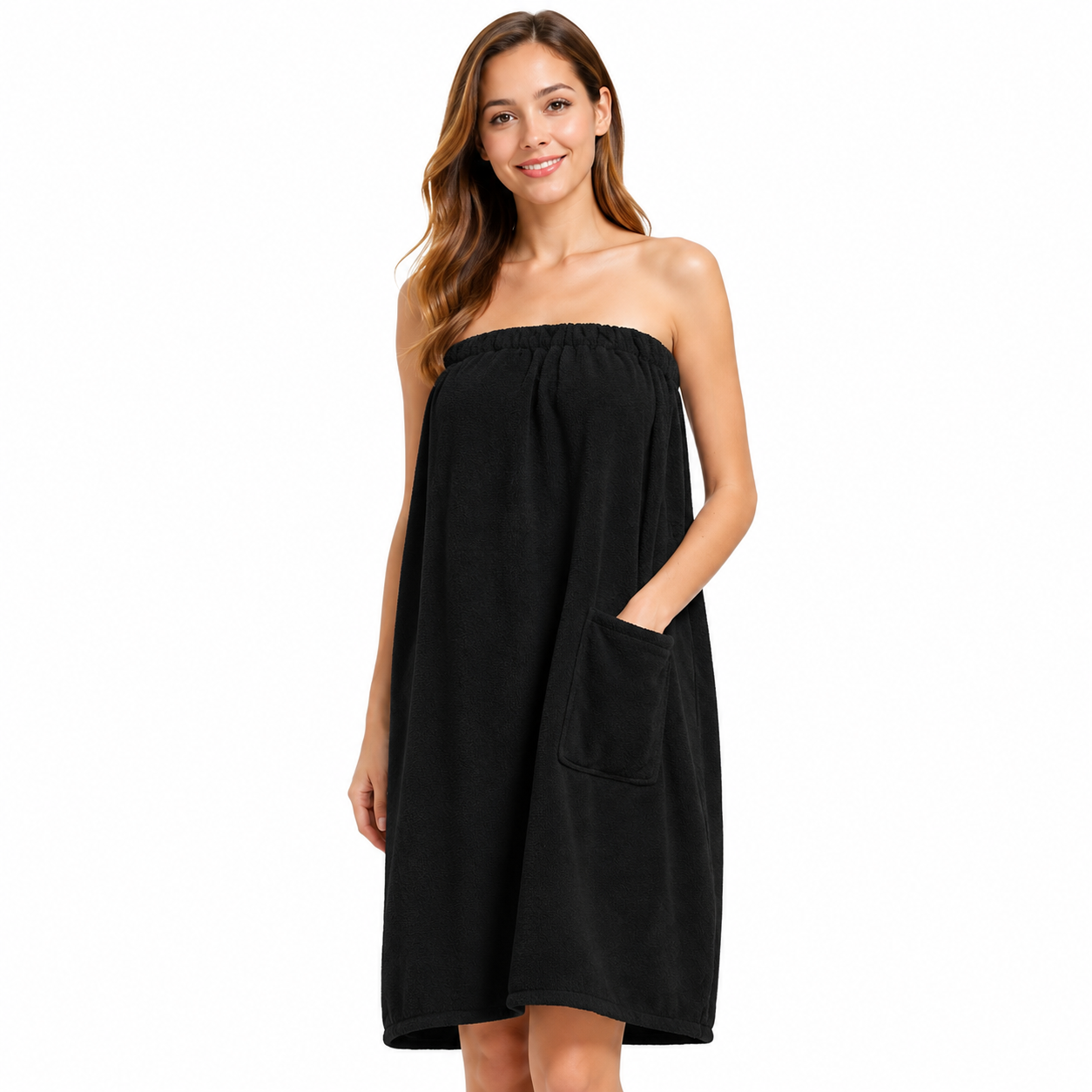 Lightweight Post Shower Wrap Robe With Side Pocket Design