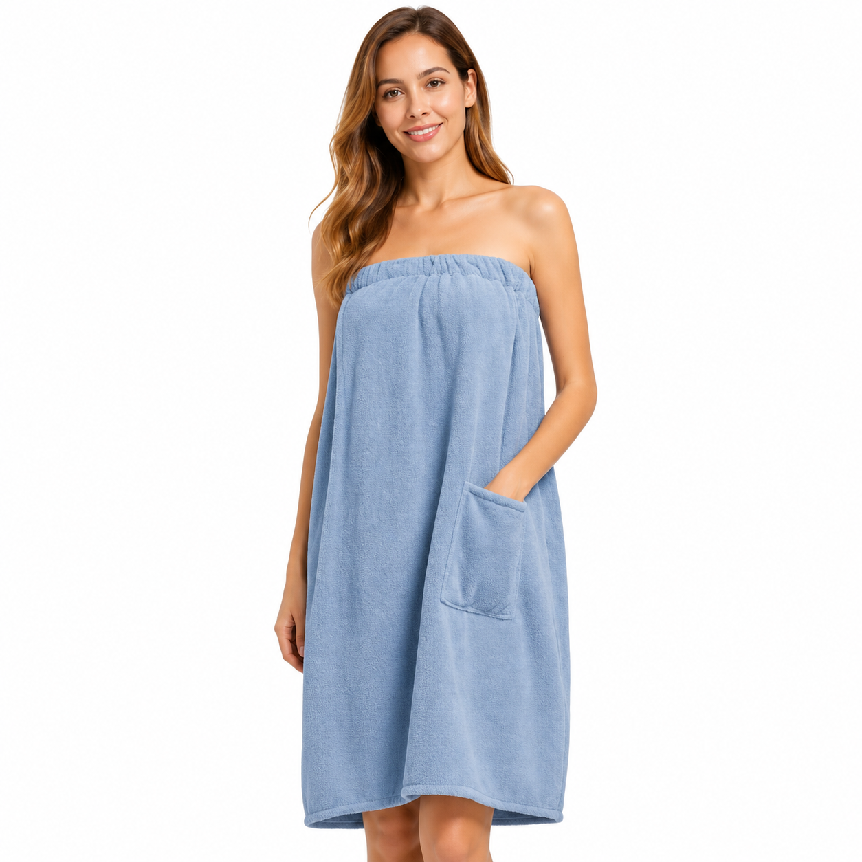 Lightweight Post Shower Wrap Robe With Side Pocket Design