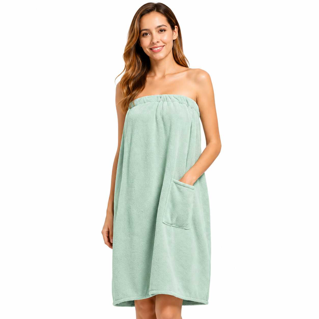 Lightweight Post Shower Wrap Robe With Side Pocket Design