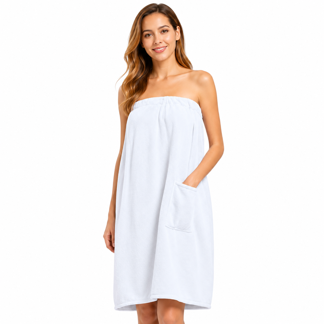 Lightweight Post Shower Wrap Robe With Side Pocket Design