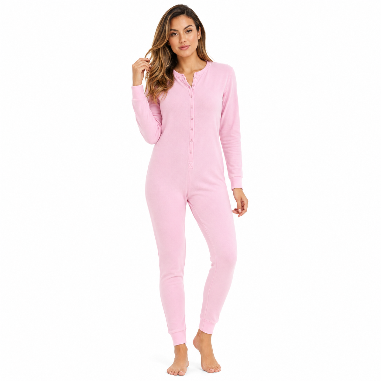 Thermal Henley Onesie Union Suit For Women
