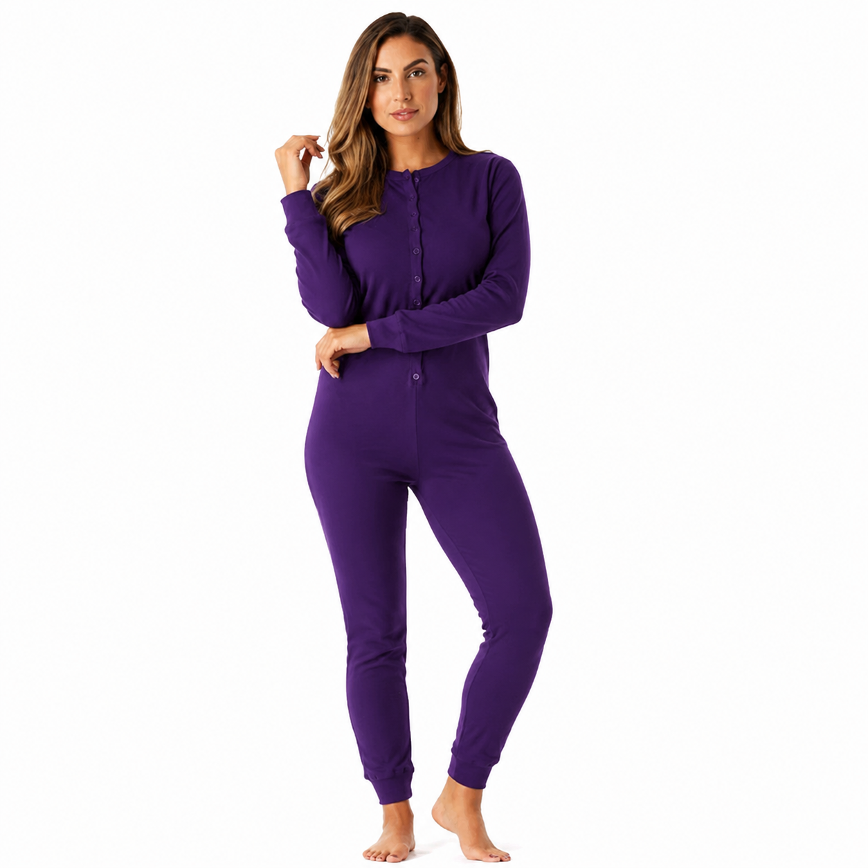 Thermal Henley Onesie Union Suit For Women
