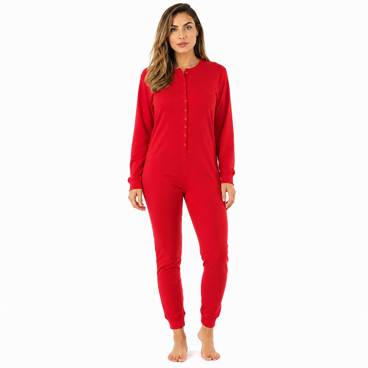 Thermal Henley Onesie Union Suit For Women