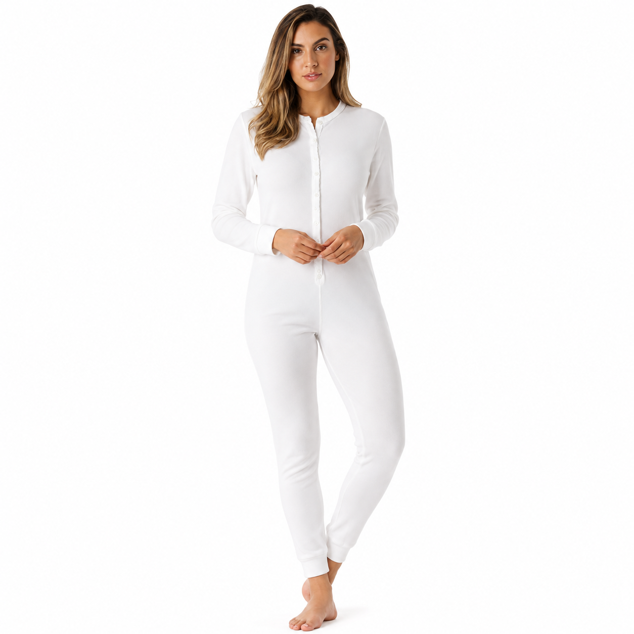 Thermal Henley Onesie Union Suit For Women