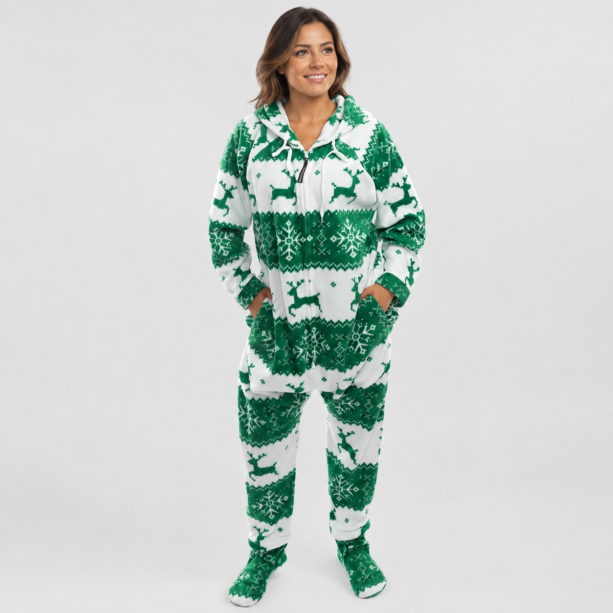 Hooded Fleece Lounge Pajama Onesie Jumpsuit For Men And Women