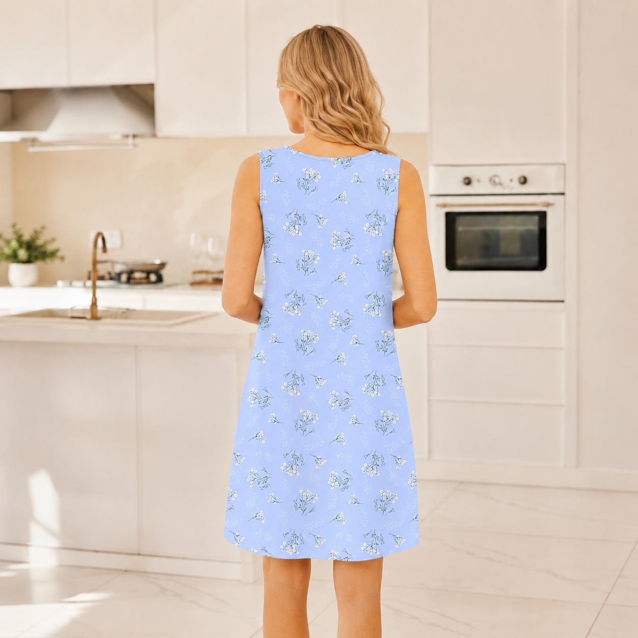 Cotton Chemise Sleeveless Nightgown For Women