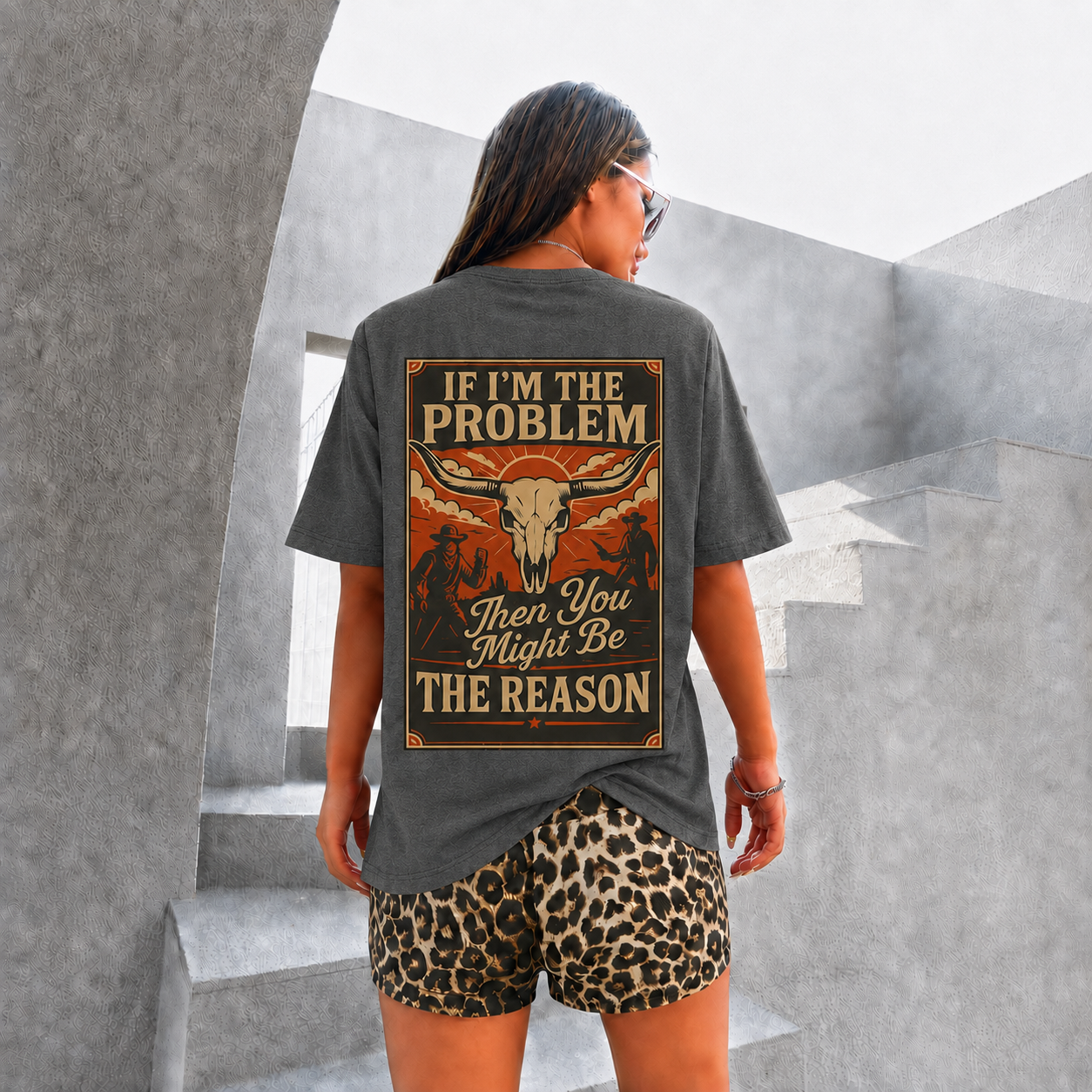 2 Piece Leopard Print Shorts And T Shirt Set For Women