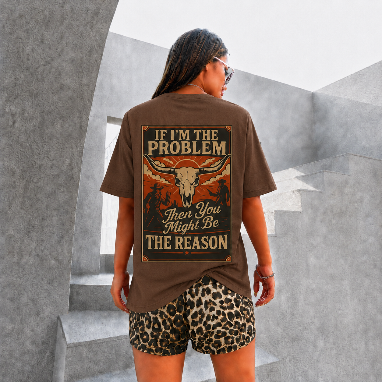 2 Piece Leopard Print Shorts And T Shirt Set For Women