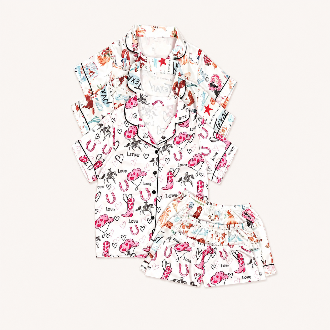 Casual 6 Pieces Combo Pajama Set With Elastic Fit For Women